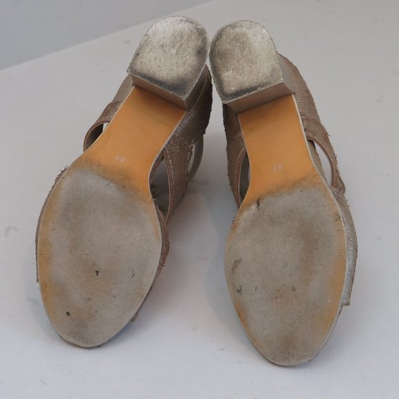 INGLEDEWS-METALLIC GOLD PEEP TOE SANDALS - Picture 9 of 14